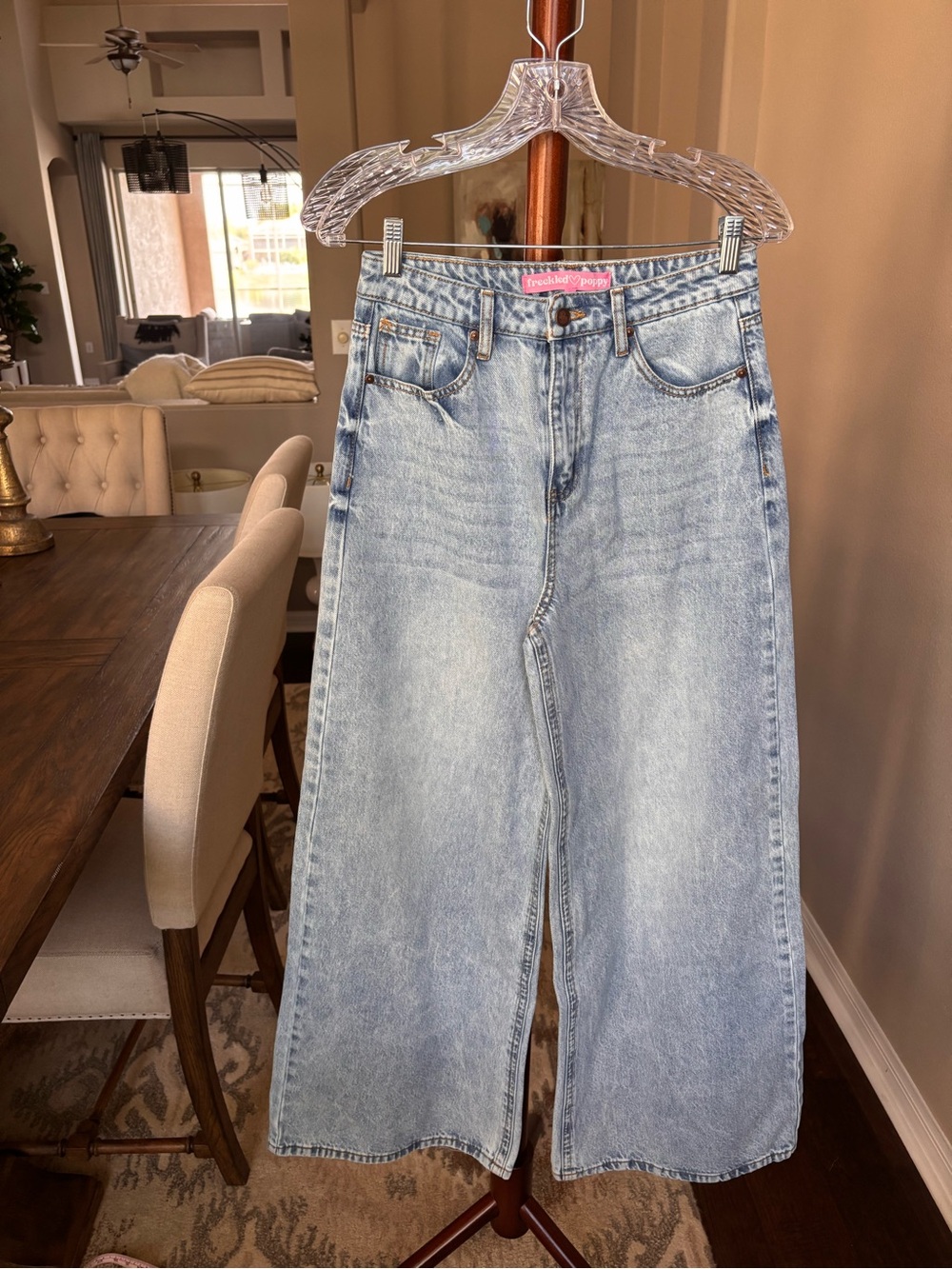 Freckled Poppy Light Wash Tall Wide Leg Women’s Jeans